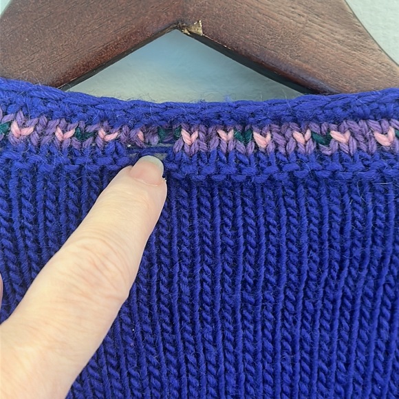 Handmade Button Down Floral Textured Knit Sweater Wide Puffy Shoulders SZ M - Picture 6 of 13